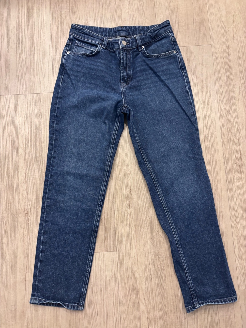 Massimo Dutti Dark Blue Cropped Ankle Jeans